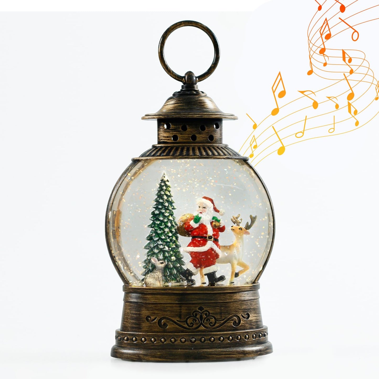 Christmas Snow Globes Christmas Decorations, Lighted Musical Snow Globes Lantern, Santa Christmas Decoration Indoor Home Décor & Gift, 6H Timer, USB/Battery Operated,