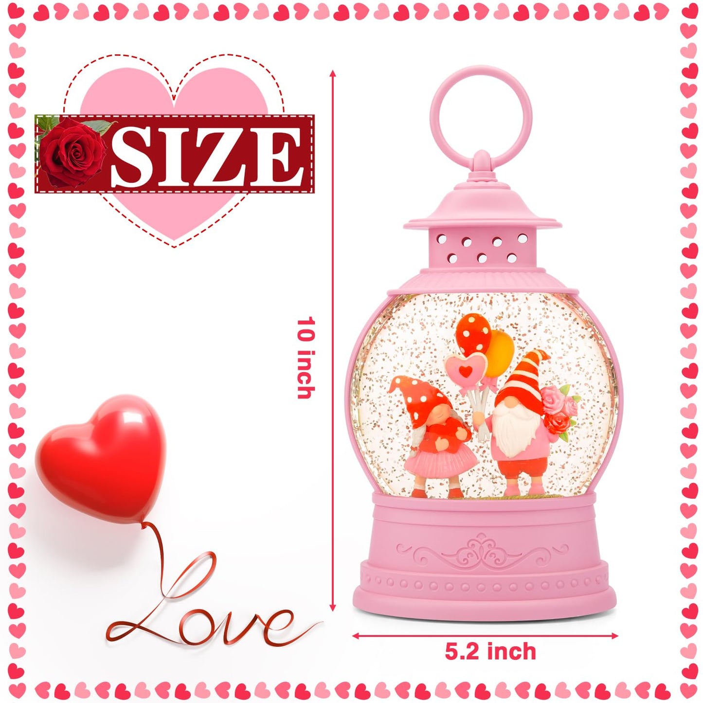 Mothers Day Decorations Musical Gnomes Snow Globe,Couple Gnomes Light Up Snow Globe 6H Timer, USB/Battery Operated, for Mom,Wedding Party