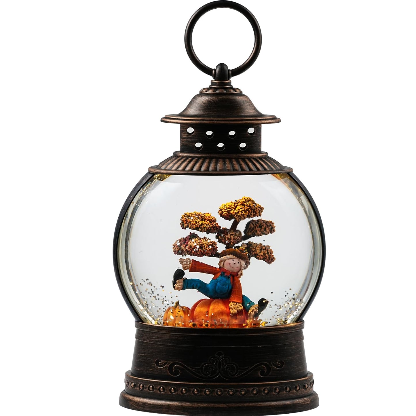 Fall Decorations Snow Globes, Light Up Snow Globe Lantern with Scarecrow Pumpkin, 6H Timer, USB & Battery Operated Fall Decorations for Autumn Thanksgiving Harvest…