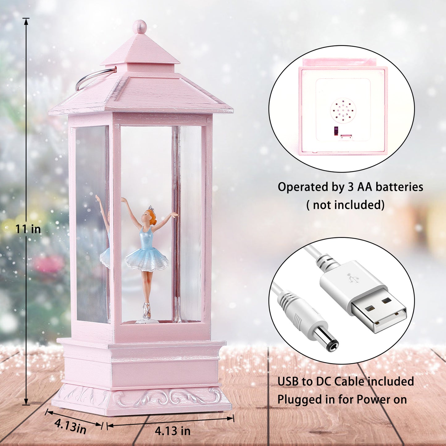 Ballerina Rotating Music Snow Globe Dancing Girl Musical Box for Girl Kids Gift Christmas Festival Snow Globe Water Glittering Lantern Swirling 11" H