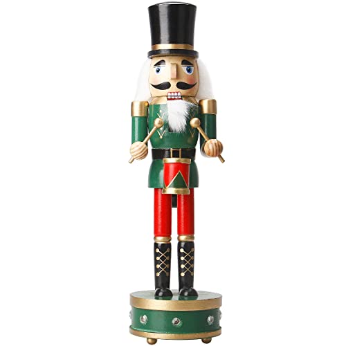 Nutcracker Christmas Decorations,15 Inch Traditional Wooden Nutcracker King Soldier,Festive Christmas Décor for Shelves and Tables