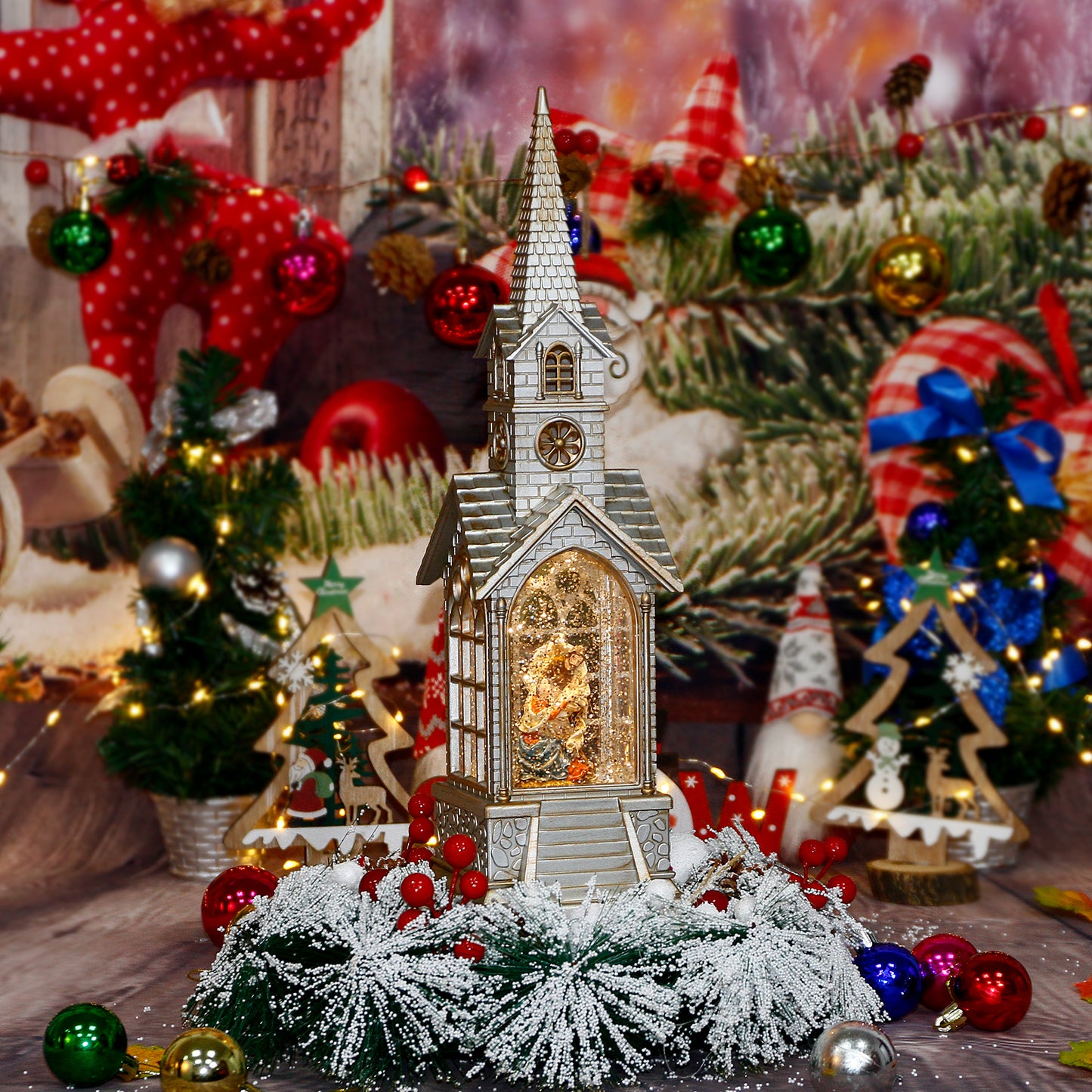 Christmas Snow Globe,Nativity Scene with Musical,Christian Gifts,Christmas Festival Snow Globe ,Churches Water Glittering Lantern Swirling , Graduation/Christian Home Decor