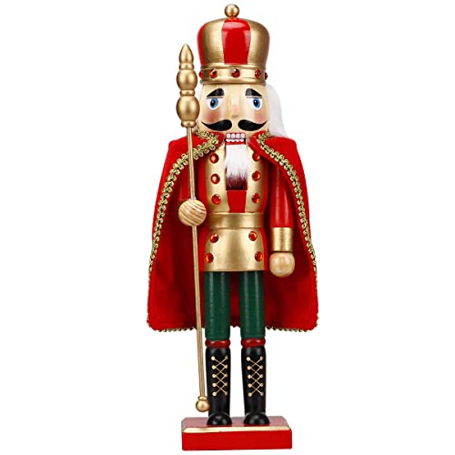 Nutcracker Christmas Decorations,15 Inch Traditional Wooden Nutcracker King Soldier,Festive Christmas Décor for Shelves and Tables