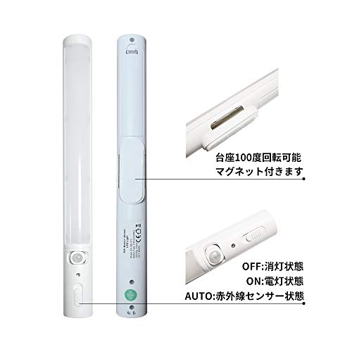センサーライト LEDライト 人感センサー 省エネ 超寿命 高輝度 乾電池式 21LED マグネット付き 工事不要 貼り付け型 階段・クロゼット・ロッカー・玄関・洗面所 自動点灯 懐中電灯 防災 地震 停電対策 室内照明両用 3本セット