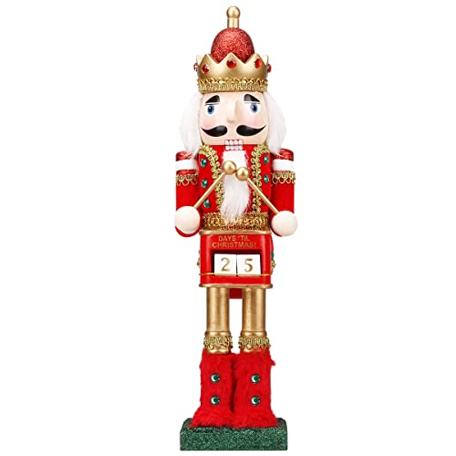 Nutcracker Christmas Decorations - 15 Inch Santa Nutcracker Figures Handmade Wooden Christmas Ornaments Gifts for Shelves and Tables Indoor Outdoor Holiday Home Party Xmas Decor