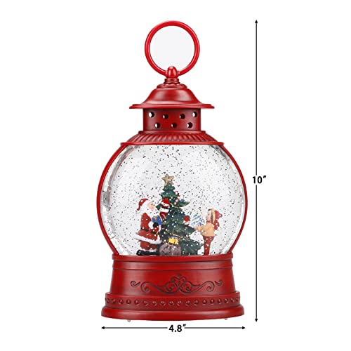 Santa Snow Globe Lighted Christmas Decorations, Musical Christmas Snow Globe Lantern with Swirling Glitter,Christmas Holiday Party Gifts and Decorations