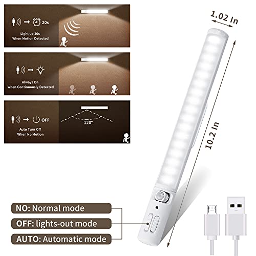 Under Cabinet Lights,Wireless Led Closet Light Rechargeable Motion Sensor Light 42 LED Bulbs Magnetic Stick-on Night Light Bar for Stairway, Wardrobe, Kitchen, Hallway 2 Pack