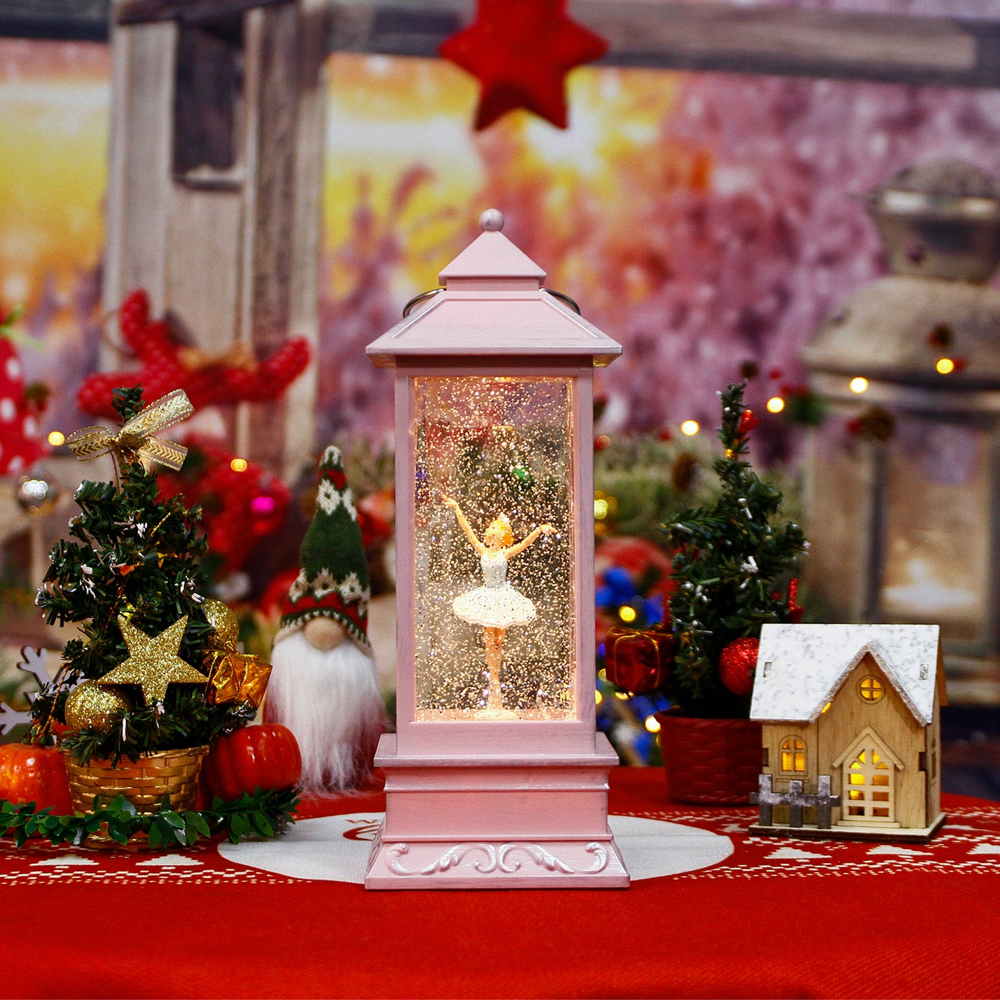 Ballerina Rotating Music Snow Globe Dancing Girl Musical Box for Girl Kids Gift Christmas Festival Snow Globe Water Glittering Lantern Swirling 11" H