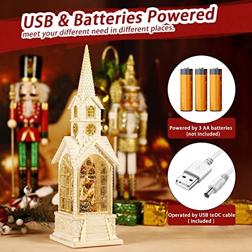 Nativity Snow Globe Churches Glittering Christian Gifts with Musical, Glittering Lantern Swirling, Graduation/Christian Home Decor