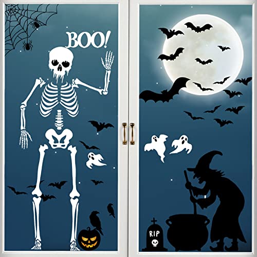 Halloween Window Clings, Halloween Window Stickers Decorations, Double-Side Removable Decals for Halloween Party Décor…