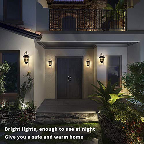 2 Pack Wall Light Solar Lantern Wall Lights Fixtures, Solar Powered Porch Light, 15 Lumen Heavy Glass & Stainless Hanging Solar Wall Sconce Outdoor,for Porch, Yard