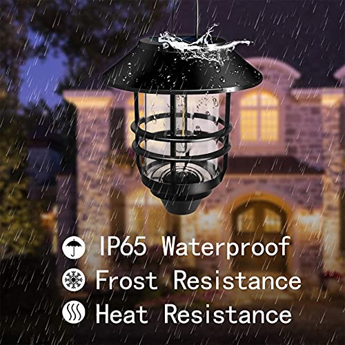 2 Pack Security Solar Hanging Lanterns Outdoor, Solar Wall Lights Outdoor, Solar Porch Lights Outdoor Lanterns 15 Lumen Heavy Glass & Stainless Solar Powered Porch Lights