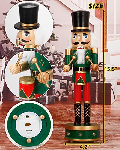 Nutcracker Christmas Decorations,15 Inch Traditional Wooden Nutcracker King Soldier,Festive Christmas Décor for Shelves and Tables