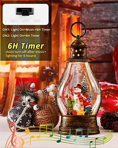 Snow Globe,Snowman Christmas Festival Snow Globe,Glittering Lantern Swirling,Gifts Festival Ornament Musical ,Battery or USB Powered