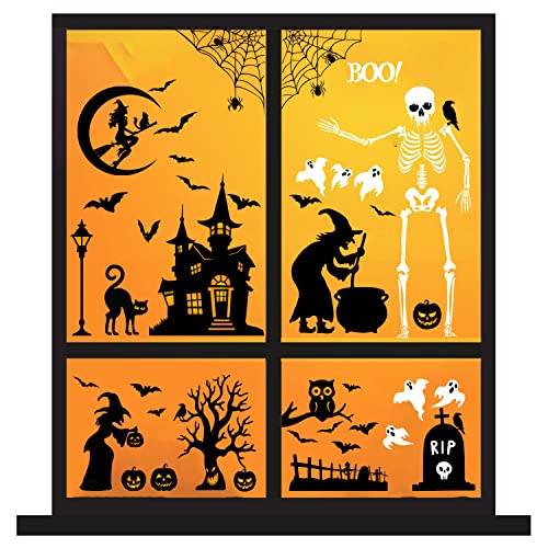 Halloween Window Clings, Halloween Window Stickers Decorations, Double-Side Removable Decals for Halloween Party Décor…