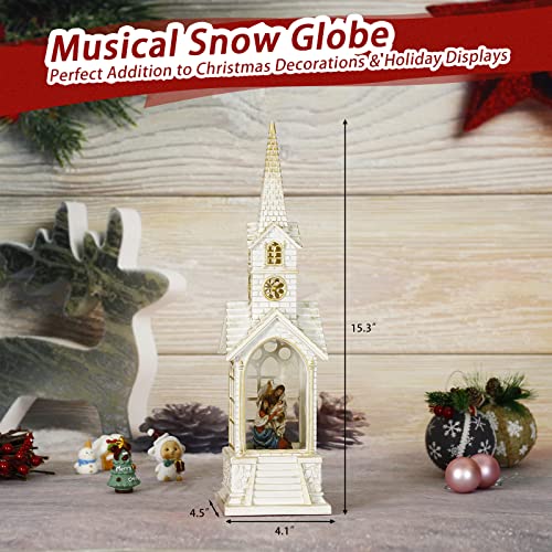 Nativity Snow Globe Churches Glittering Christian Gifts with Musical, Glittering Lantern Swirling, Graduation/Christian Home Decor