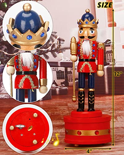Nutcracker Christmas Decorations,12 Inch Musical Traditional Wooden Nutcracker King Soldier,Festive Christmas Décor for Shelves and Tables
