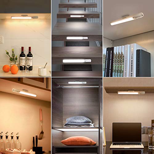 Under Cabinet Lights,Wireless Led Closet Light Rechargeable Motion Sensor Light 42 LED Bulbs Magnetic Stick-on Night Light Bar for Stairway, Wardrobe, Kitchen, Hallway 2 Pack