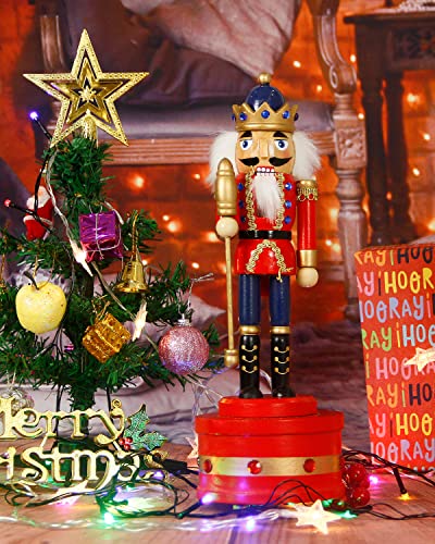 Nutcracker Christmas Decorations,12 Inch Musical Traditional Wooden Nutcracker King Soldier,Festive Christmas Décor for Shelves and Tables