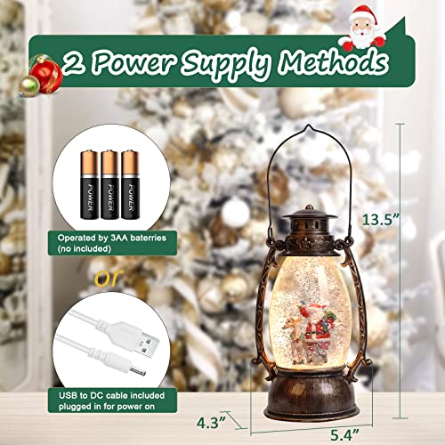 Snow Globe Lighted Christmas Decorations, Musical Christmas Snow Globe Lantern with Swirling Glitter, Santa Claus Christmas Holiday Party Gifts and Decorations…