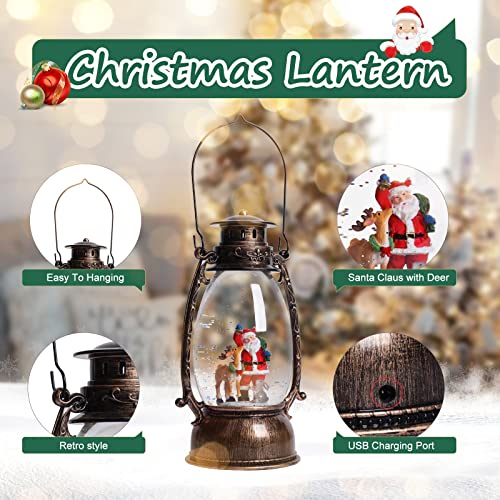 Snow Globe Lighted Christmas Decorations, Musical Christmas Snow Globe Lantern with Swirling Glitter, Santa Claus Christmas Holiday Party Gifts and Decorations…