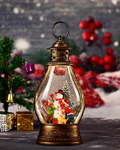 Snow Globe,Snowman Christmas Festival Snow Globe,Glittering Lantern Swirling,Gifts Festival Ornament Musical ,Battery or USB Powered