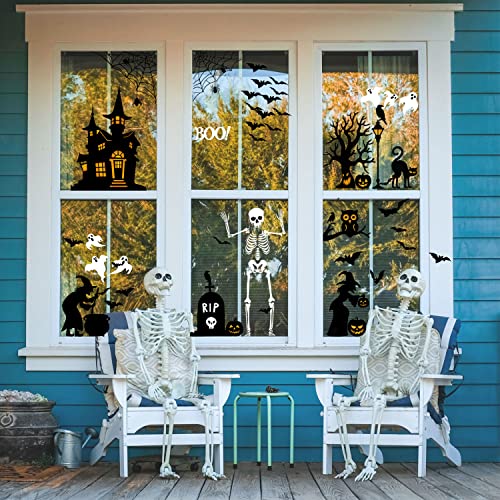 Halloween Window Clings, Halloween Window Stickers Decorations, Double-Side Removable Decals for Halloween Party Décor…