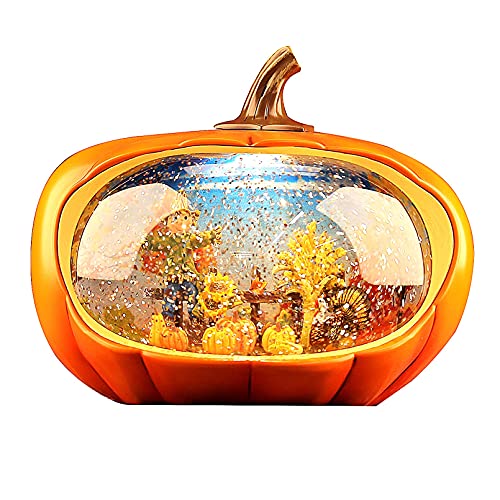 Pumpkin Festival Decor,Christmas Snow Globe with Swirling Glitter,Pumpkin Table Accent for Fall Harvest Decorating,Thanksgiving Pumpkin Fall Harvest for Home Decor
