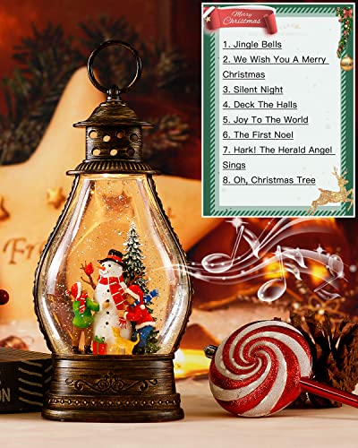 Snow Globe,Snowman Christmas Festival Snow Globe,Glittering Lantern Swirling,Gifts Festival Ornament Musical ,Battery or USB Powered