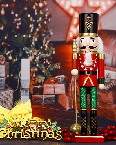 Nutcracker Christmas Decorations,15 Inch Traditional Wooden Nutcracker King Soldier,Festive Christmas Décor for Shelves, Tables,Desktop Fireplace Home Farmhouse Ornaments