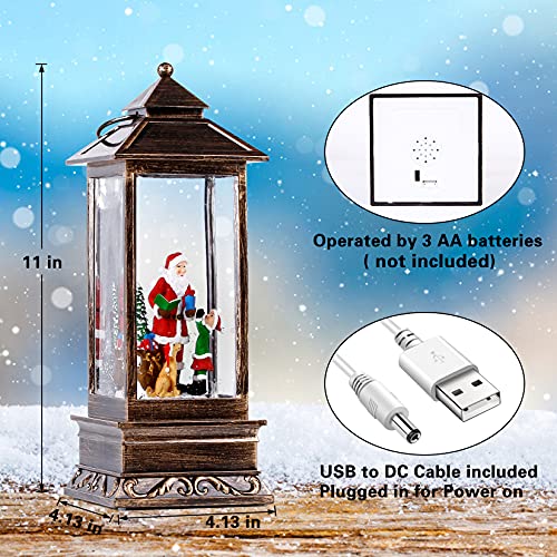 Snow Globe Christmas Lantern Decorations, Musical Snow Globe Lantern with Swirling Glitter, Santa Claus Lighted Holiday Party Gifts and Decorations…