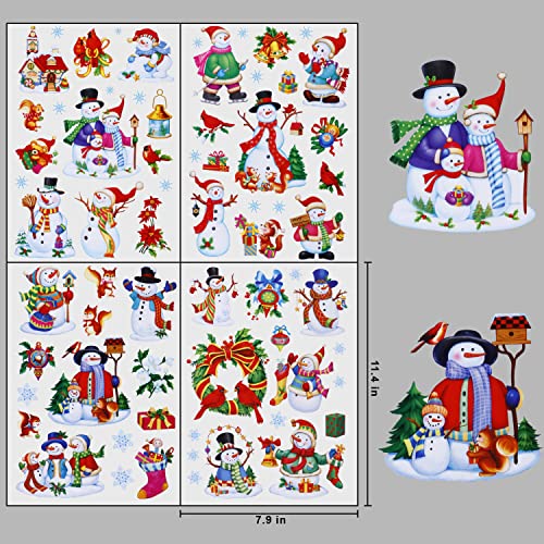 Snowman Christmas Window Clings Decorations, Christmas Window Stickers for Glass Windows, Double-Side Removable Decals for Christmas Gifts and Décor…