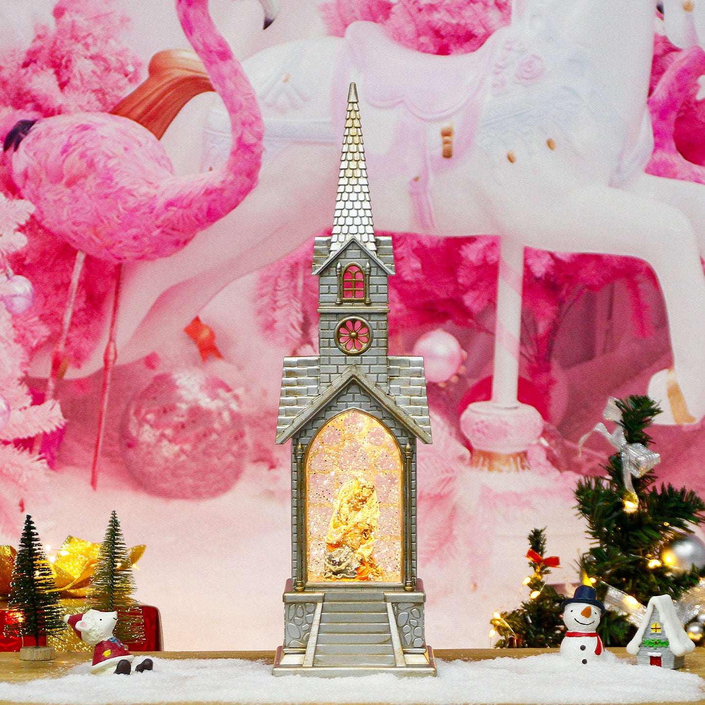 Christmas Snow Globe,Nativity Scene with Musical,Christian Gifts,Christmas Festival Snow Globe ,Churches Water Glittering Lantern Swirling , Graduation/Christian Home Decor