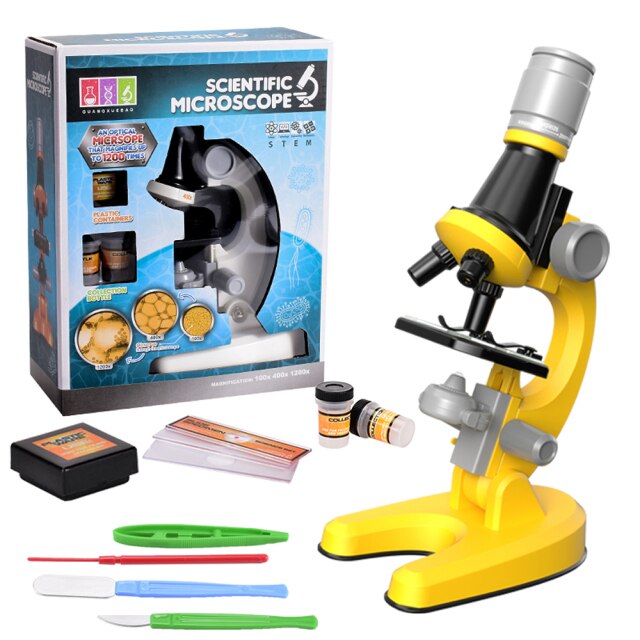 Mini Microscope Toy Biological 1200x Lab Kit Kids Education Science Compound Educational Toys For Children Scientific Gifts