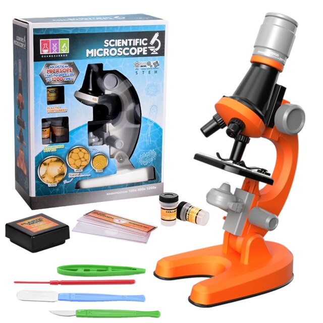 Mini Microscope Toy Biological 1200x Lab Kit Kids Education Science Compound Educational Toys For Children Scientific Gifts