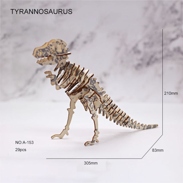 Diy 3d Wooden Puzzle Animal Wood Dinosaur Plane Car Dragon Tank House Chicken Puzzles Kids Toys For Children Birthday Gift