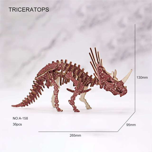 Diy 3d Wooden Puzzle Animal Wood Dinosaur Plane Car Dragon Tank House Chicken Puzzles Kids Toys For Children Birthday Gift