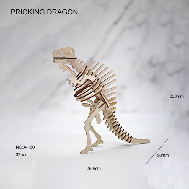 Diy 3d Wooden Puzzle Animal Wood Dinosaur Plane Car Dragon Tank House Chicken Puzzles Kids Toys For Children Birthday Gift