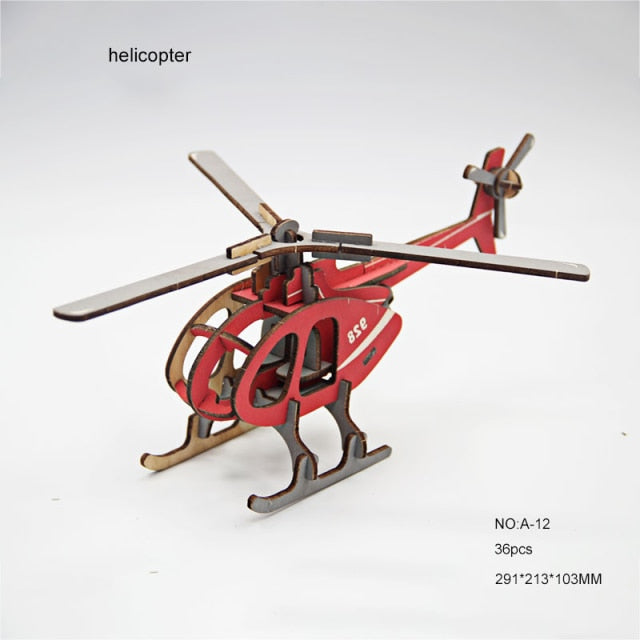 Diy 3d Wooden Puzzle Animal Wood Dinosaur Plane Car Dragon Tank House Chicken Puzzles Kids Toys For Children Birthday Gift
