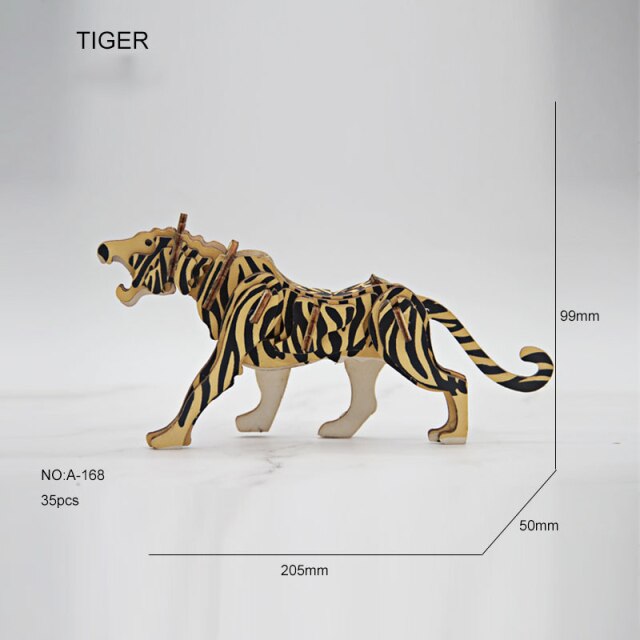 Animal Wooden Puzzle 3d Butterfly Owl Dragon Shape Model Horse Toys For Children Kids Diy Tiger Puzzles Birthday Present