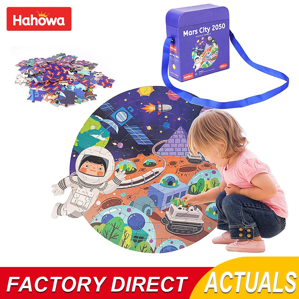 Mini Space Exploration Planet Flat Earth Round Rocket Globe Jigsaw Puzzle Kids Puzzled Baby Educational Toys For Children