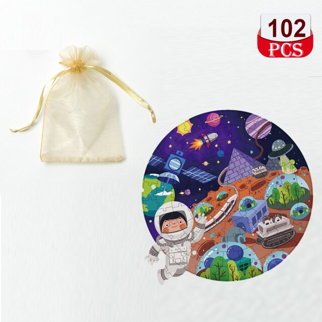 Mini Space Exploration Planet Flat Earth Round Rocket Globe Jigsaw Puzzle Kids Puzzled Baby Educational Toys For Children