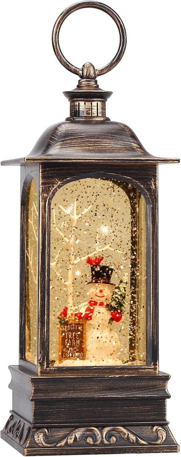 Christmas Snow Globe Lantern, Musical Snow Globe with Swirling Glitter, Battery Powered, Christmas Decorations Indoor fo