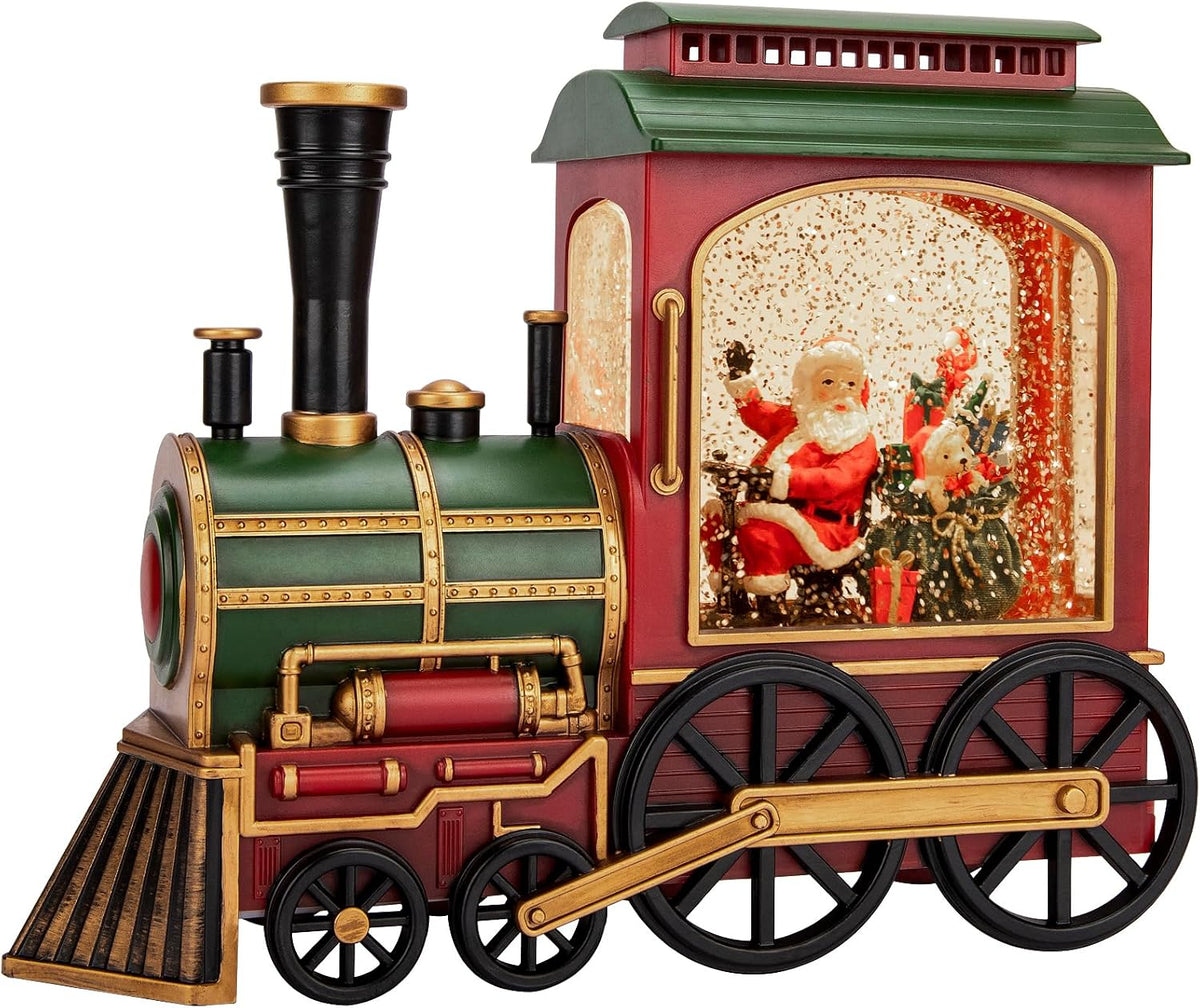 Christmas Train Snow Globe with Music and Lights, Musical Snow Globe Lantern for Holiday Decor, Battery/USB Powered with