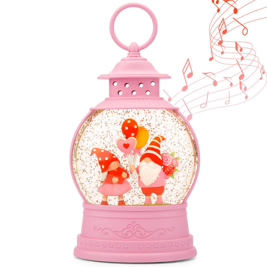 Mothers Day Decorations Musical Gnomes Snow Globe,Couple Gnomes Light Up Snow Globe 6H Timer, USB/Battery Operated, for Mom,Wedding Party
