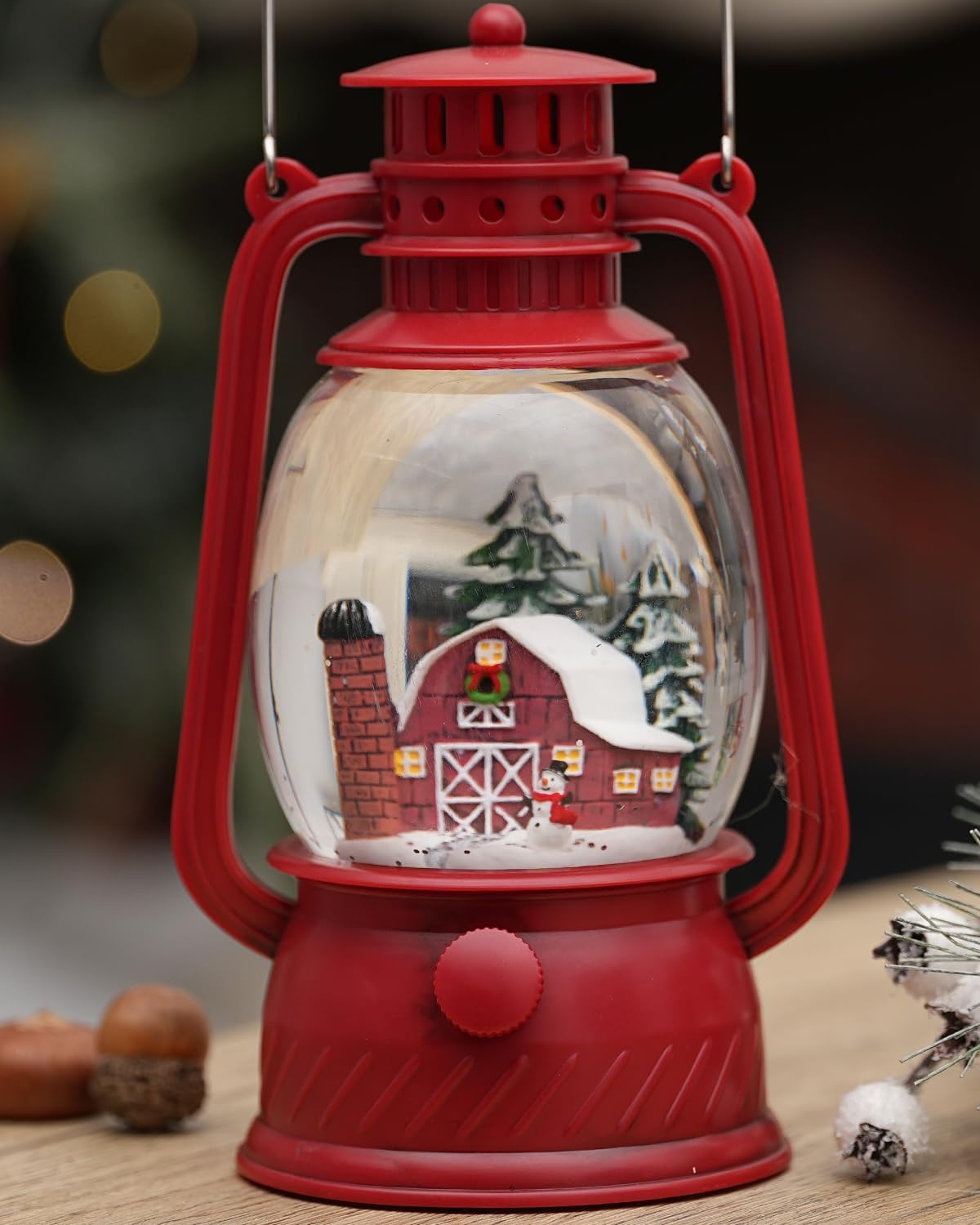 Snow Globe Christmas Decorations - Musical Christmas Snow Globes with 6H Timer,Christmas Village Lighted Scene Snow Globes Lantern USB or Battery Powered,Christmas Decorations Decor for Home