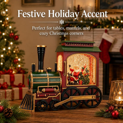 Christmas Train Snow Globe with Music and Lights, Musical Snow Globe Lantern for Holiday Decor, Battery/USB Powered with Auto Timer for Home Holiday Decoration Gift
