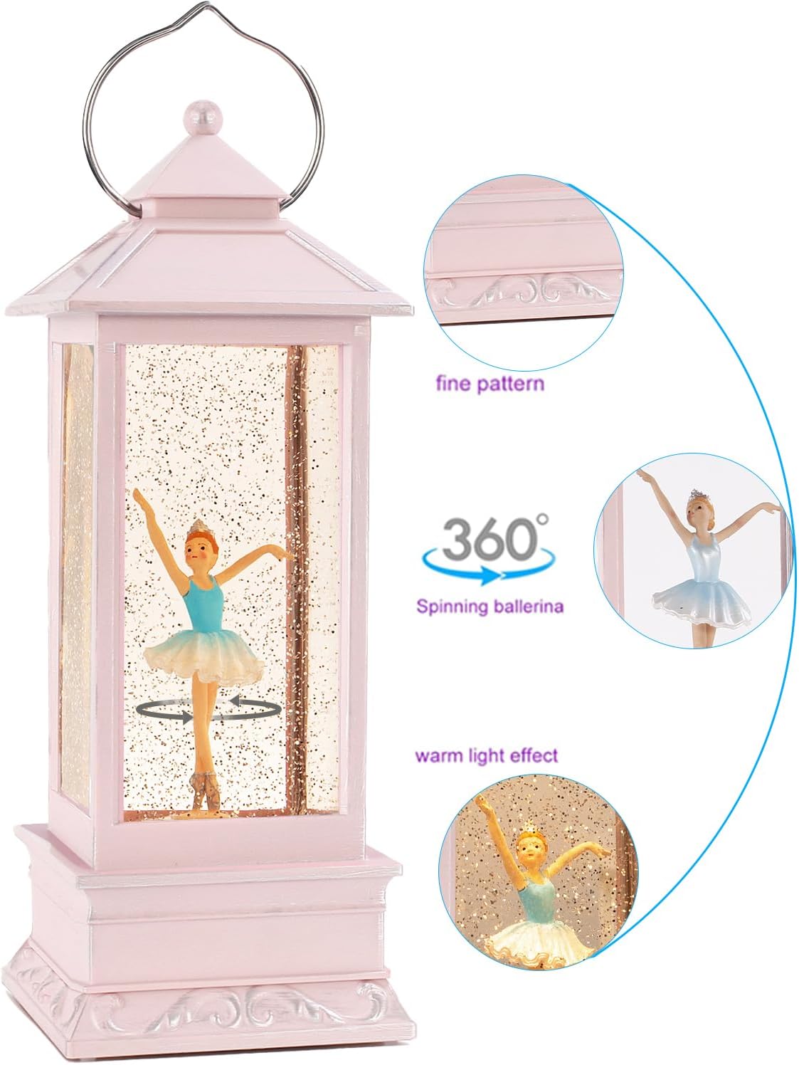 11" H Musical Snow Globes for Girls Ballerina Snow Globe Christmas Light Up 6H Timer Glitter Music Box Holiday Festival Home Decor
