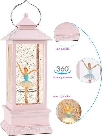 11" H Musical Snow Globes for Girls Ballerina Snow Globe Christmas Light Up 6H Timer Glitter Music Box Holiday Festival Home Decor