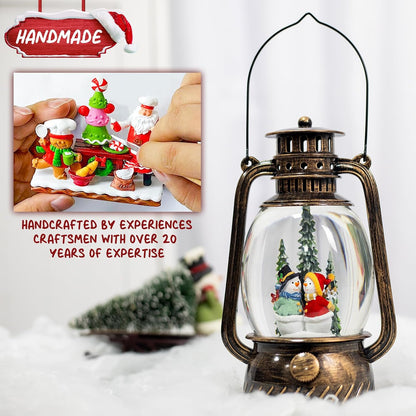 Snow Globe Christmas Decorations Snowman, Musical Glitter Christmas Snow Globes Light Up Lantern 6H Timer USB Lined/Battery, Christmas Village Snowman Snow Globe Decor Gifts
